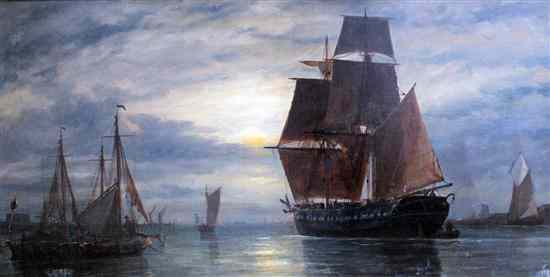 Appraisal: Richard Henry Nibbs - oil on canvas Gosport traders unloading