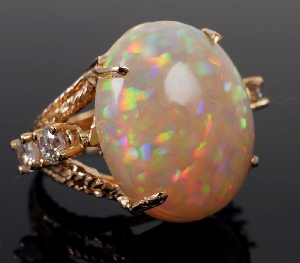 Appraisal: K yellow gold carat fiery opal mm x mm with