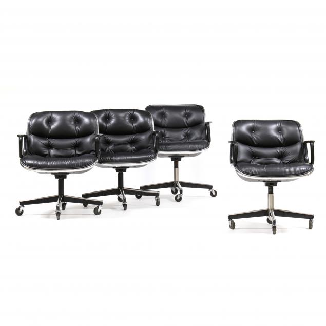 Appraisal: CHARLES POLLOCK AMERICAN - FOUR POLLOCK OFFICE CHAIRS Circa Knoll