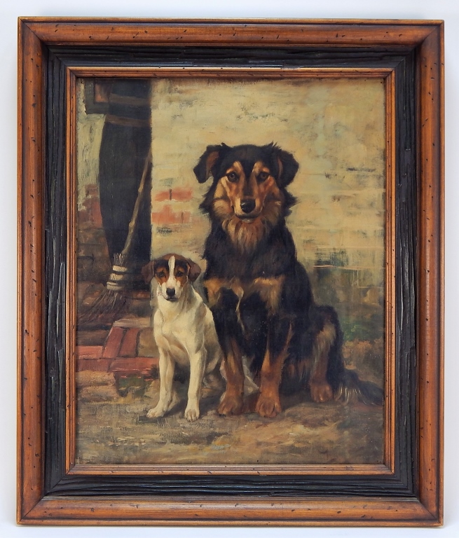 Appraisal: FINE C AMERICAN SCHOOL DOG PORTRAIT PAINTING United States Late