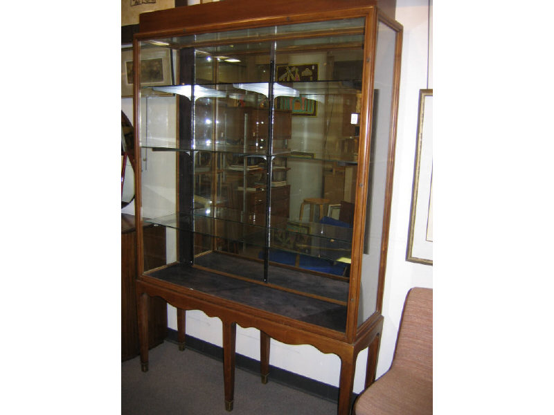 Appraisal: Large mahogany and glass display cabinet lighted and having a