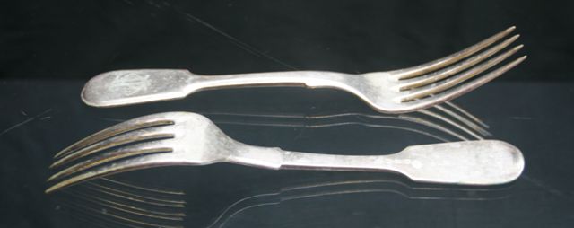 Appraisal: A set of six Russian silver plated forks