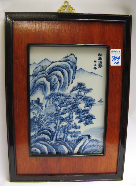 Appraisal: THREE CHINESE BLUE AND WHITE PORCELAIN HAND PAINTED PLAQUES each