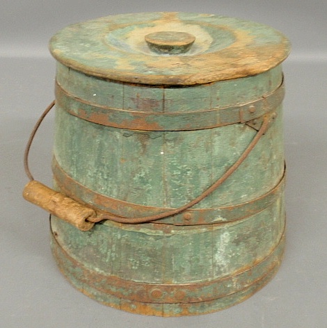 Appraisal: - Shaker firkin in original green paint early th c