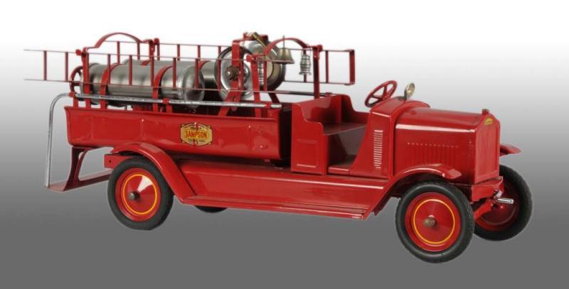 Appraisal: Pressed Steel Sampson Chemical Fire Truck Toy Description Circa Open-front