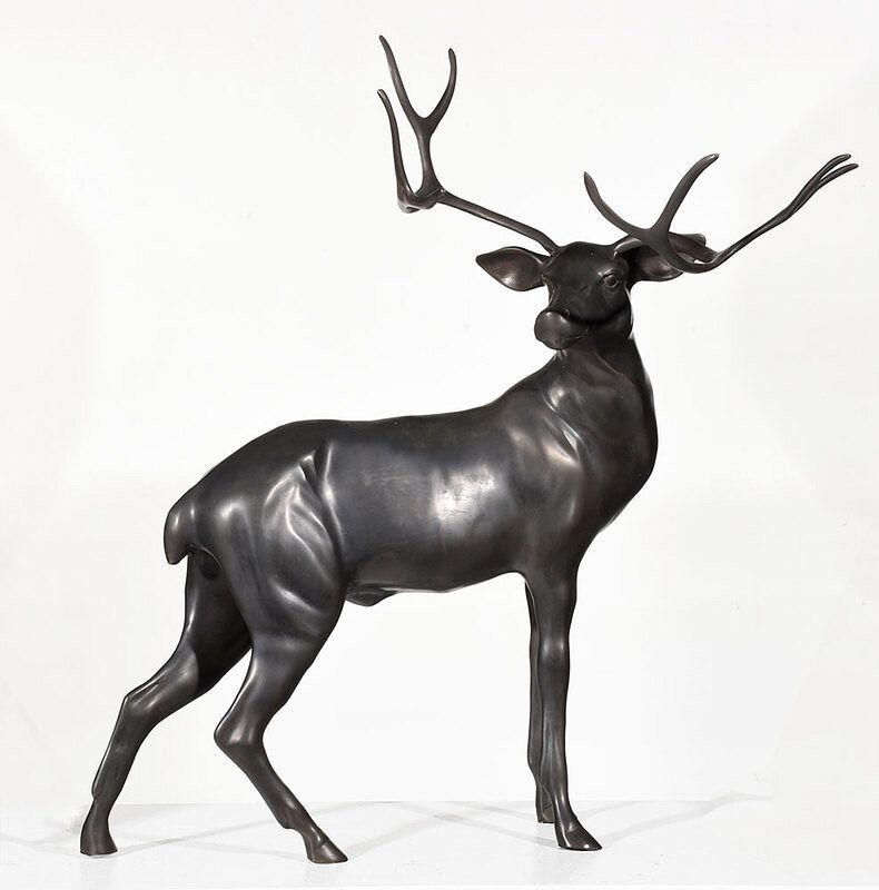 Appraisal: Large Cast Metal Figure of a Stag Modern cast hollow