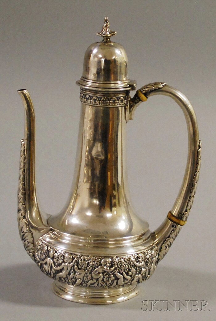 Appraisal: Tiffany Sterling Silver Demitasse Coffeepot handle with ivory heat stops