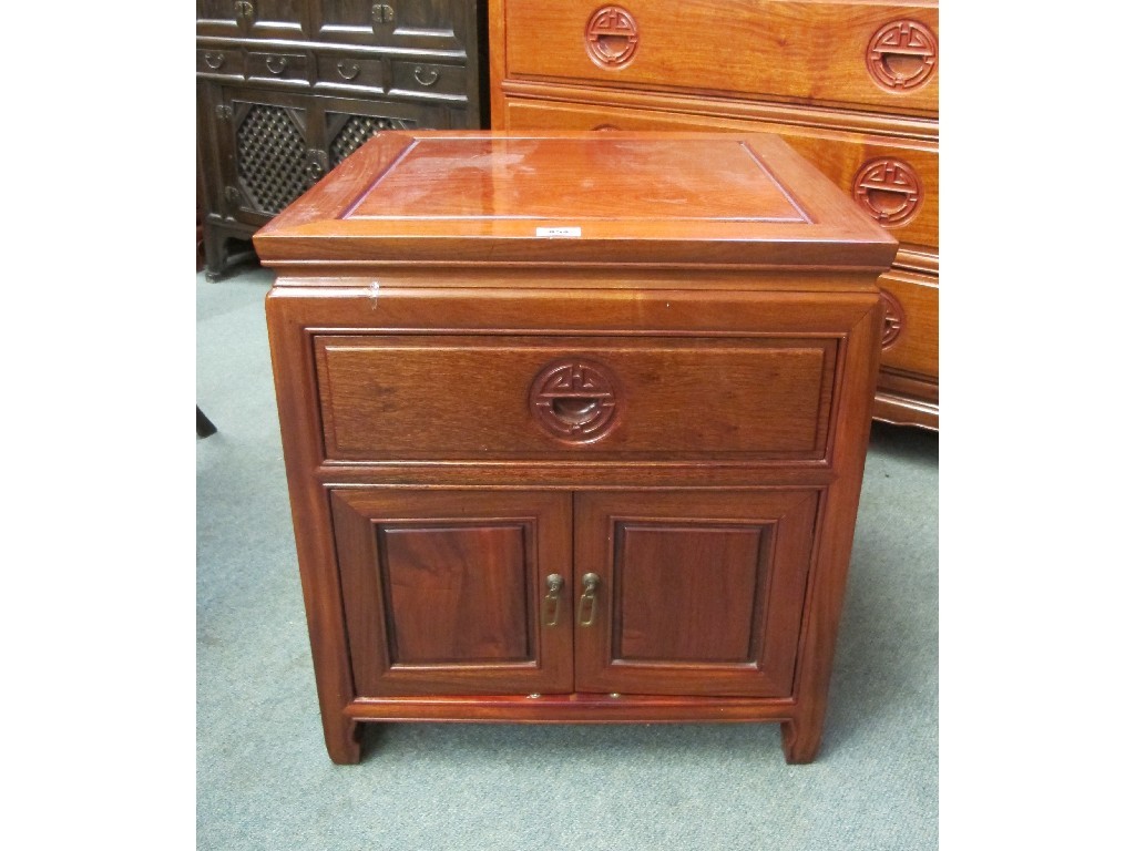 Appraisal: A pair of matching Chinese bedside cabinets and with a