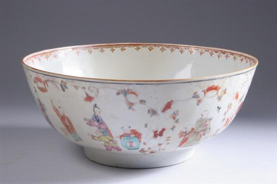 Appraisal: CHINESE FAMILLE ROSE PORCELAIN PUNCH BOWL th century Painted to