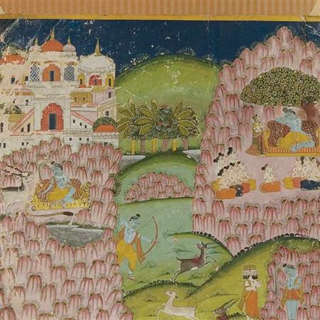 Appraisal: Indian School th Century Krishna in various pursuits in a