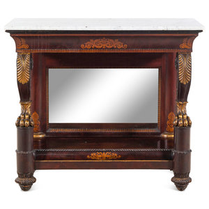 Appraisal: A Regency Carved and Parcel Gilt Mahogany Marble-Top Pier Table