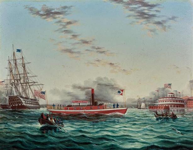 Appraisal: James Edward Buttersworth American British - New York Harbor with