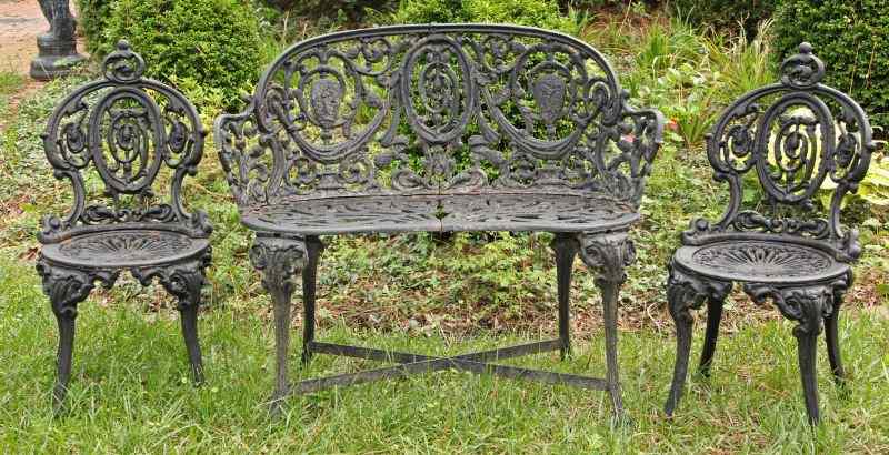 Appraisal: Cast Iron Victorian Garden Suitean assembled set of pieces including