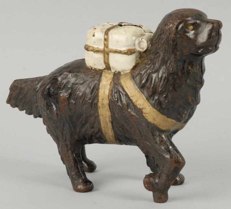 Appraisal: Cast Iron Dog with Pack Still Bank Condition Very Good