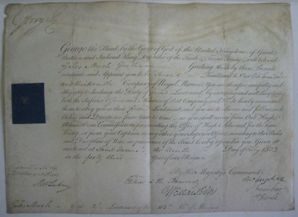 Appraisal: GEORGE III KING OF ENGLAND Partly-printed vellum Document Signed military