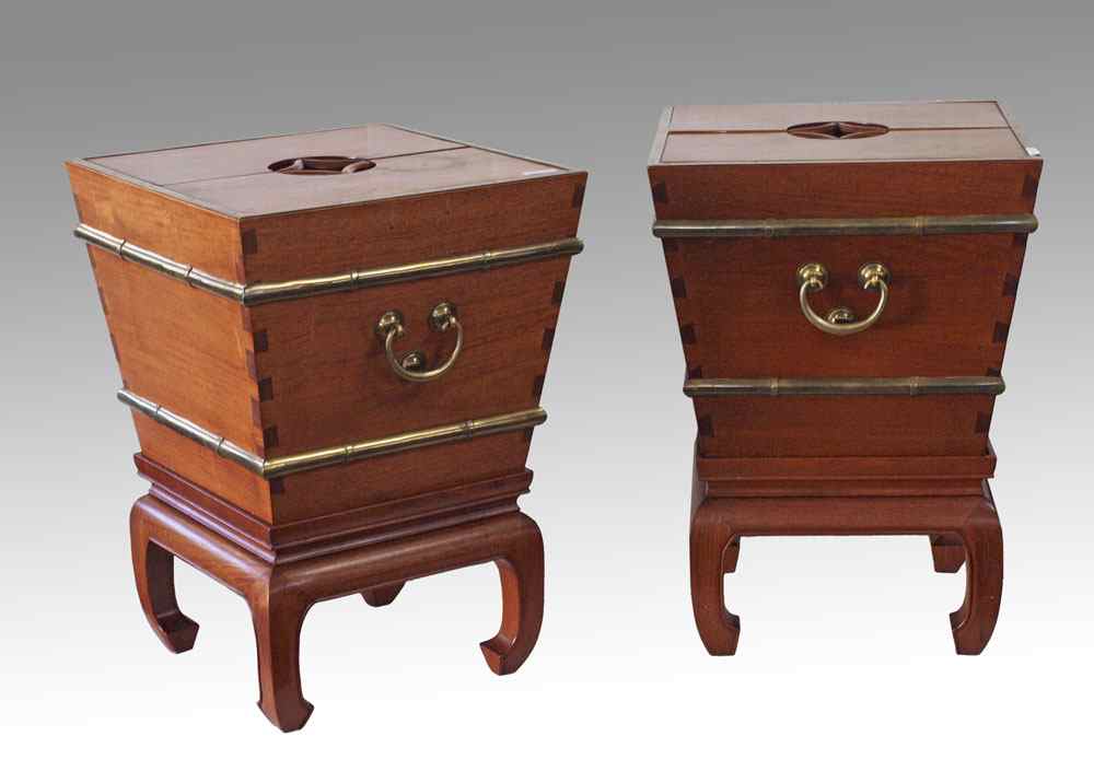 Appraisal: PAIR OF GEORGE ZEE CO CHINESE ROSEWOOD RICE BUCKETS ON