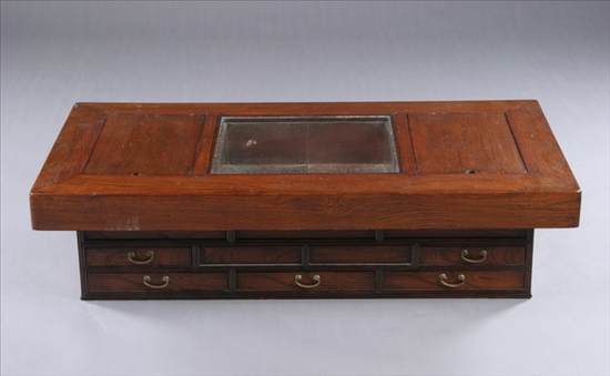 Appraisal: JAPANESE HIBACHI Rectangular top with three copper linings two with