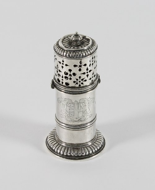 Appraisal: A William Mary silver caster maker's mark DA crowned London