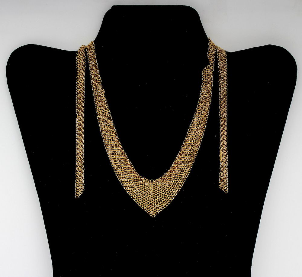 Appraisal: JEWELRY Peretti for Tiffany Co kt Gold Mesh Scarf Necklace