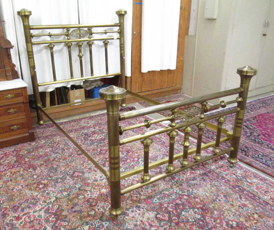 Appraisal: LATE VICTORIAN BRASS BED WITH RAILS American c tubular brass