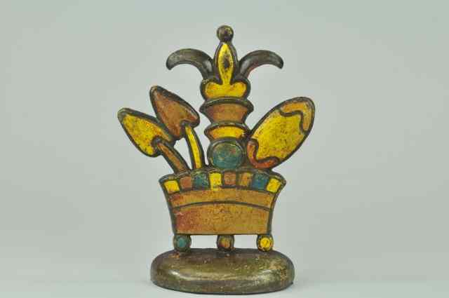 Appraisal: MODERNISTIC FLOWERS IN POT DOORSTOP Abstract possibly Littco Products cast