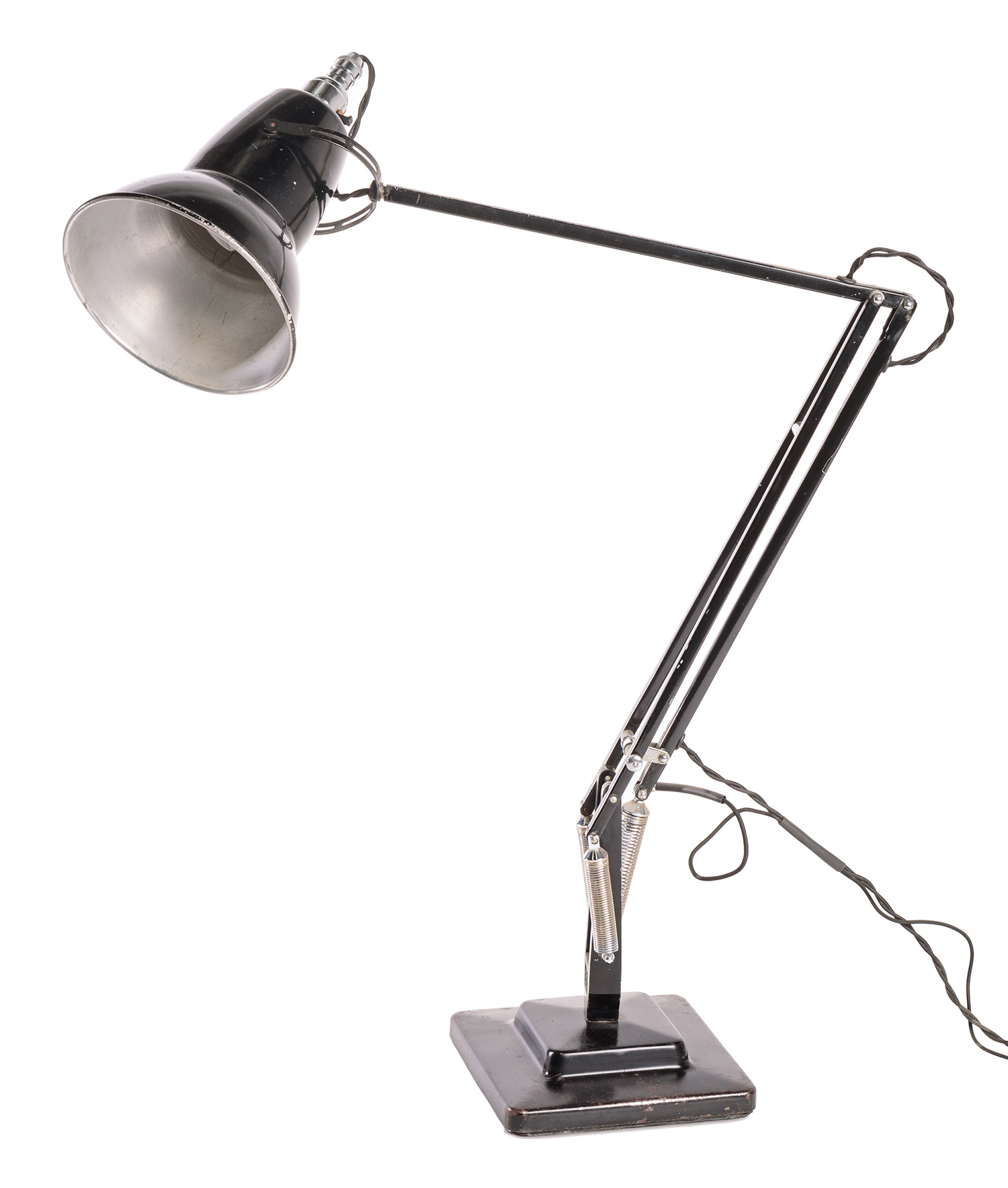 Appraisal: ANGLEPOISE DESK LAMP Adjustable black metal and springs England c