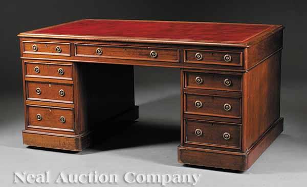 Appraisal: An Antique George III-Style Mahogany Pedestal Desk mid- th c