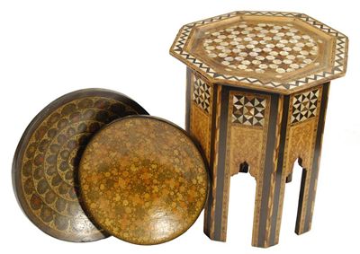 Appraisal: A North African octagonal occasional table inlaid marquetry parquetry and