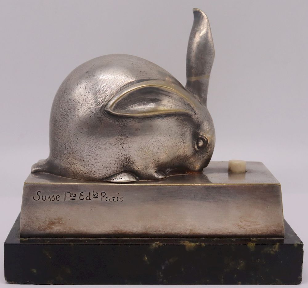 Appraisal: Edouard-Marcel Sandoz Swiss - Edouard-Marcel Sandoz silver bronze rabbit with