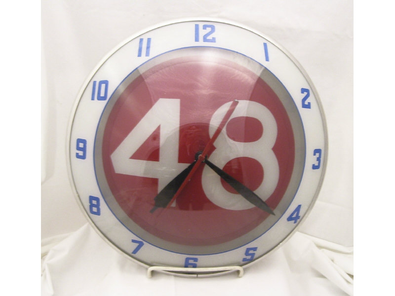 Appraisal: Bubble Face Clock Bubble face clock Red background with white