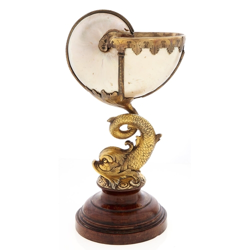 Appraisal: A George V nautilus shell and silver gilt standing cup