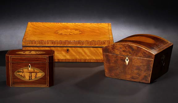 Appraisal: Fine English Banded Satinwood and Marquetry Vanity Box fourth quarter