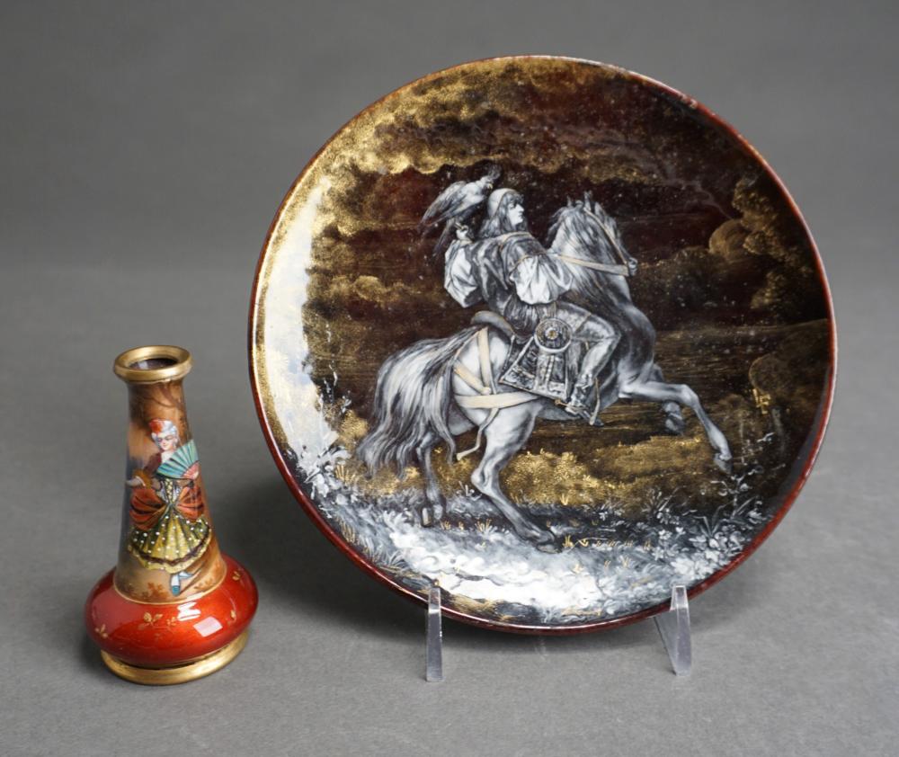 Appraisal: FRENCH ENAMEL DISH AND MINIATURE VASE D OF DISH IN