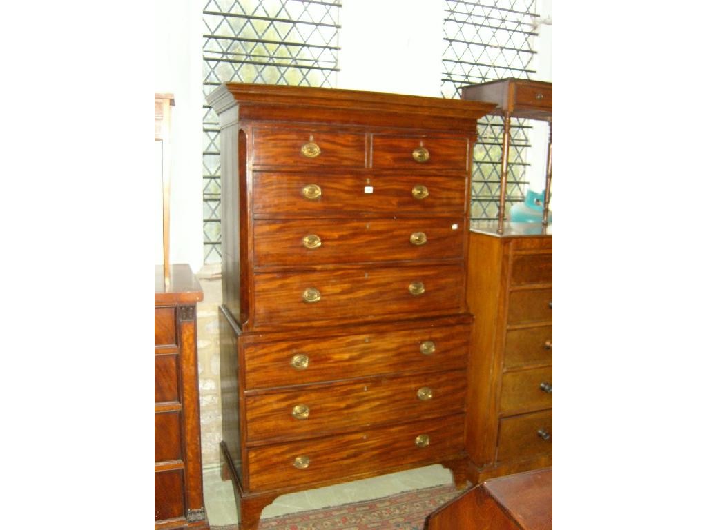 Appraisal: A Georgian mahogany chest on chest of long and short