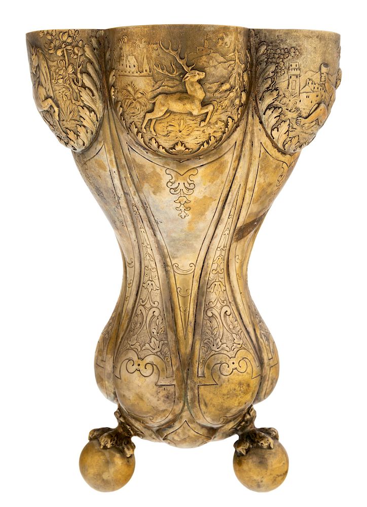 Appraisal: A CHINESE EXPORT ORMOLU BRONZE CHALICE LATE TH CENTURY A