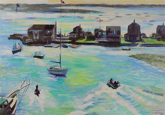 Appraisal: HELEN C ADAMS American - WESTPORT HARBOR oil on masonite