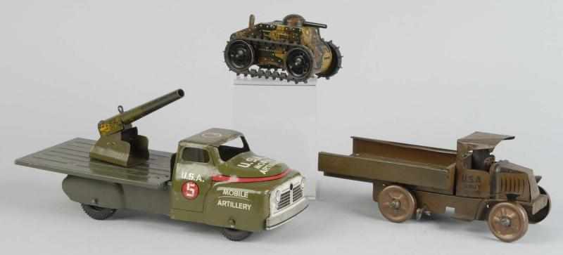 Appraisal: Lot of Tin Pressed Steel Marx Military Toys Description American