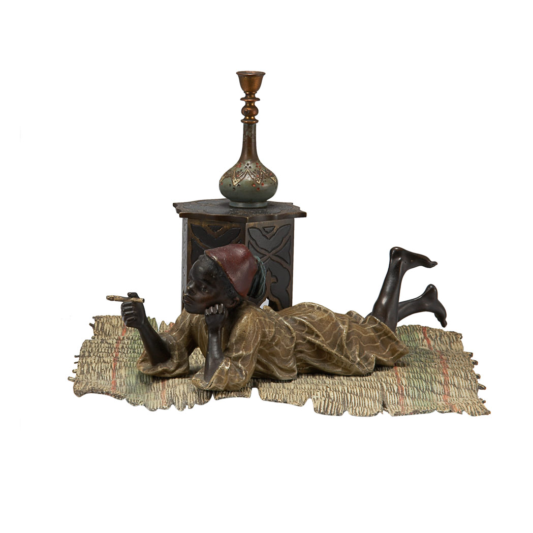 Appraisal: Austrian Cold Painted Bronze Inkstand Bergman In the form of