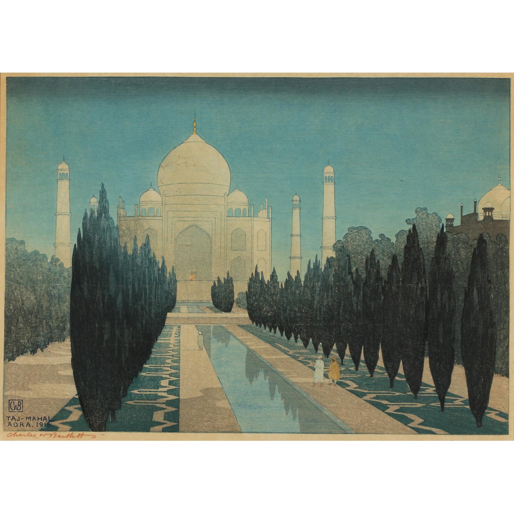 Appraisal: Charles William Bartlett Br - Taj Mahal color woodcut CWB