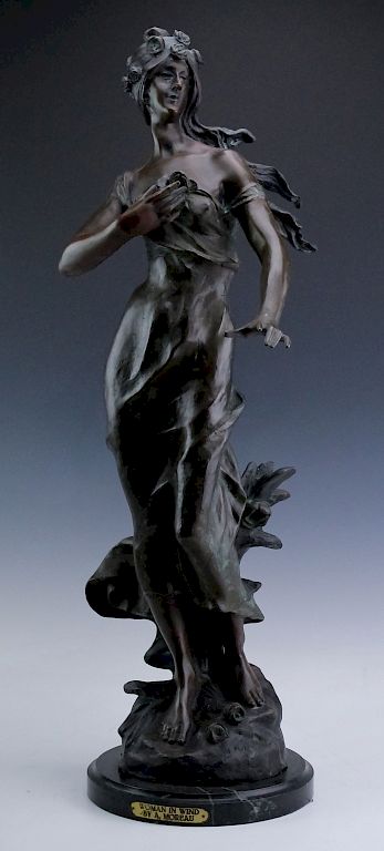 Appraisal: A Moreau Woman In The Wind Bronze Sculpture after A