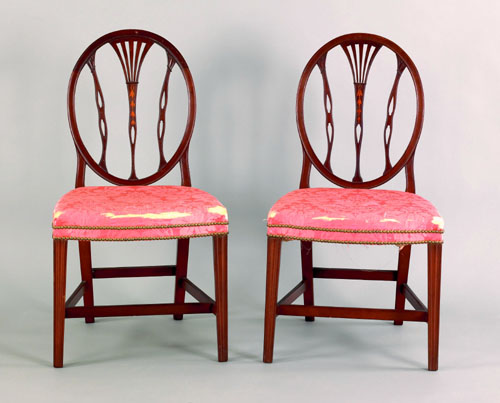 Appraisal: Pair of Baltimore Federal mahogany dining chairs ca each with