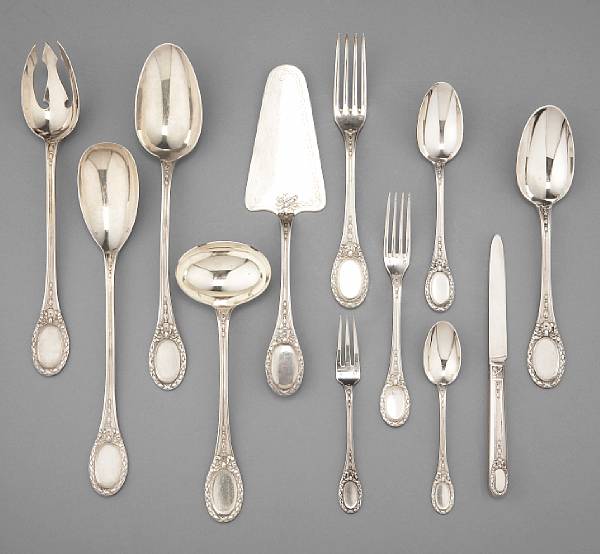 Appraisal: A French standard silver partial flatware setPierre Queille Paris th