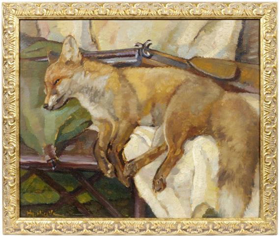 Appraisal: NIESTLE HENRY Neufchatel - Dachau Game still life with fox