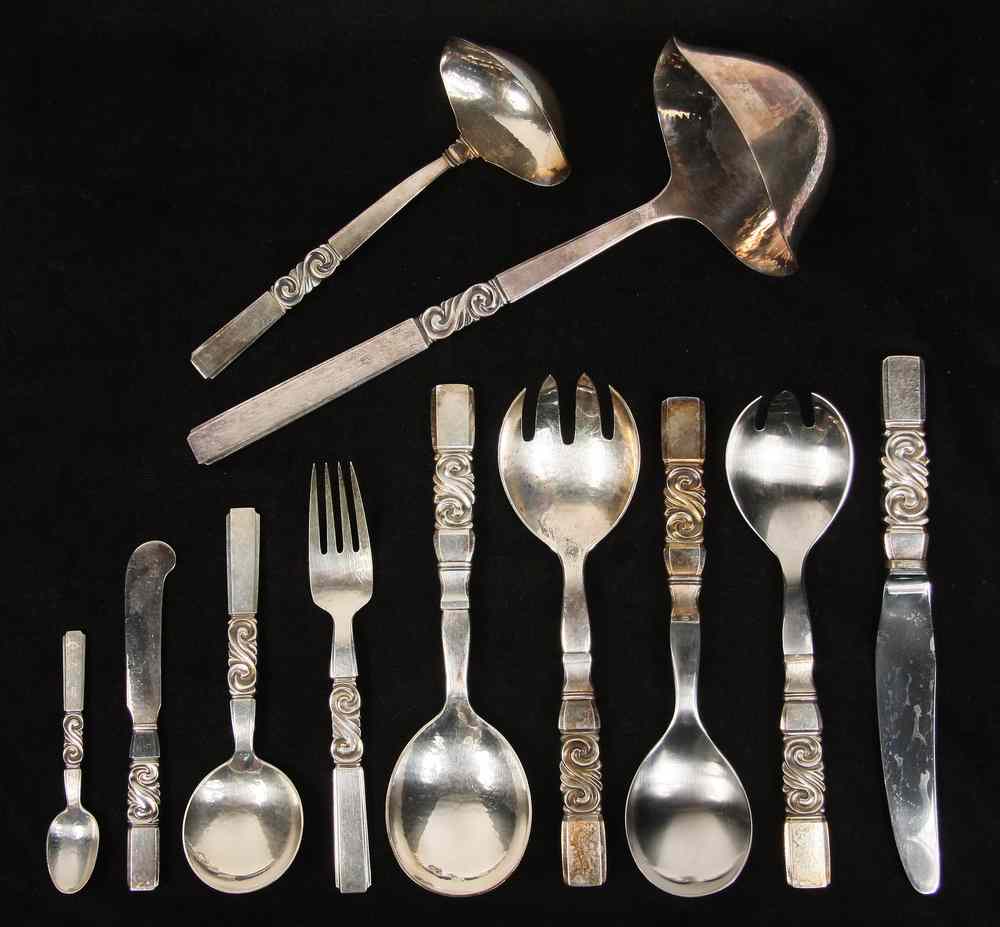 Appraisal: PC GEORG JENSEN STERLING FLATWARE SET - Georg Jensen 'Scroll'