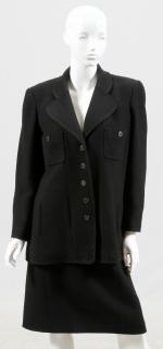 Appraisal: CHANEL BLACK WOOL SKIRT SUIT CHANEL BLACK WOOL SKIRT SUIT