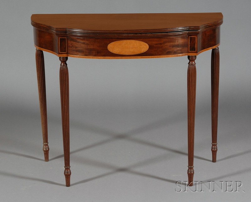 Appraisal: Federal Mahogany Inlaid Card Table Massachusetts c the top with