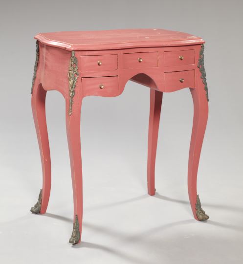 Appraisal: Louis XV-Style Polychromed Dressing Table the shaped rectangular top with