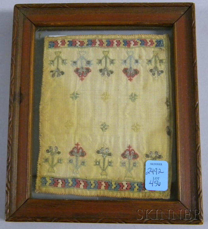 Appraisal: Small Silk Embroidered Framed Sampler sight size x in