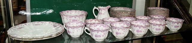 Appraisal: Allerton's tea setwith purple printed border