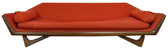 Appraisal: Adrian Pearsall for Craft Associates mid-century sofa red upholstery sculpted